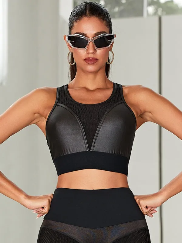 ZASUWA Female Fly Eye Contrast Color Fishnet Tracksuits